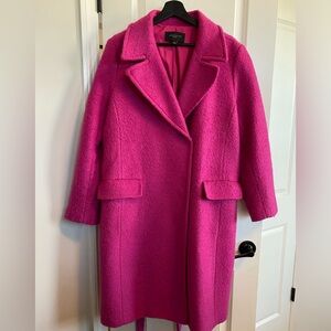 Ann Taylor petite notch collar coat in ‘Razzle Dazzle’ (hot pink).